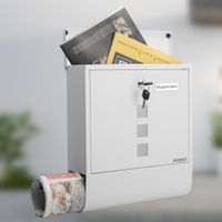 Briefkasten mit Zeitungsrohr 85x33,5x30,5cm weiß