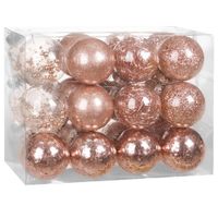 Christbaumkugeln transparent mit Deko Durchmesser 7cm 24er Set rose gold