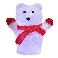 LED Figur Eisbär Acryl 18,5 x 17 x 10cm rot/weiß/schwarz