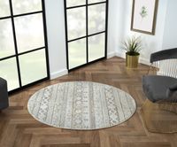 Teppich Velvet Visions , 120cm x 120cm, Farbe Beige, rund, Florhöhe 10mm