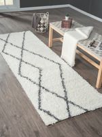 Teppich Laure , 80cm x 250cm, Farbe Weiß, rechteckig, Florhöhe 37mm