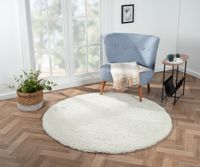 Teppich Elodie, 150cm x 150cm, Farbe Weiß, rund, Florhöhe 37mm