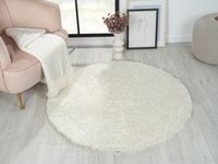 Teppich Elodie, 120cm x 120cm, Farbe Weiß, rund, Florhöhe 37mm