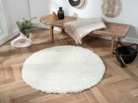 Teppich Elodie, 100cm x 100cm, Farbe Weiß, rund, Florhöhe 37mm