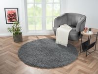 Teppich Elodie, 150cm x 150cm, Farbe Dunkelgrau, rund, Florhöhe 37mm