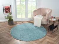 Teppich Elodie, 150cm x 150cm, Farbe Hellblau, rund, Florhöhe 37mm