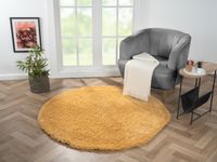 Teppich Elodie, 150cm x 150cm, Farbe Goldfarben, rund, Florhöhe 37mm