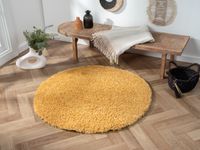 Teppich Elodie, 100cm x 100cm, Farbe Goldfarben, rund, Florhöhe 37mm