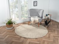 Teppich Elodie, 150cm x 150cm, Farbe Beige, rund, Florhöhe 37mm