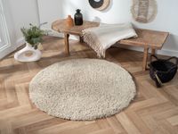 Teppich Elodie, 100cm x 100cm, Farbe Beige, rund, Florhöhe 37mm
