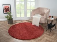 Teppich Elodie, 150cm x 150cm, Farbe Weinrot, rund, Florhöhe 37mm