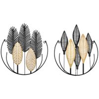 2-Set 3D-Wandbild aus Metall Wandschmuck modern Schwarz+Natur 40 x 46 cm