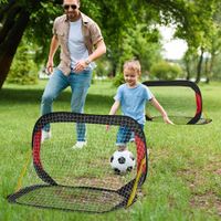 Fußballtore 2er Set Fußballnetz Minitore Faltbar für den Garten oder Park für Kinder und Erwachsene Stahl Polyester Schwarz 120 x 80 x 80 cm