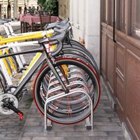 Fahrradständer Radständer Mehrfachständer Aufstellständer Fahrrad Ständer wetterfest langlebig Boden- und Wandmontage Stahl bis 6 Fahrräder Silber 179 x 33 x 27 cm