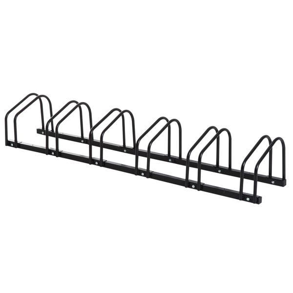 Fahrradständer Radständer Mehrfachständer Aufstellständer Fahrrad Ständer wetterfest langlebig Boden- und Wandmontage Stahl bis 6 Fahrräder Schwarz 179 x 33 x 27 cm