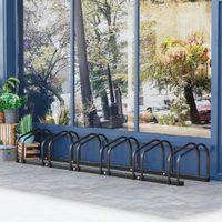 Fahrradständer Radständer Mehrfachständer Aufstellständer Fahrrad Ständer wetterfest langlebig Boden- und Wandmontage Stahl bis 6 Fahrräder Schwarz 179 x 33 x 27 cm