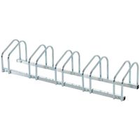 Fahrradständer Radständer Mehrfachständer Aufstellständer Fahrrad Ständer wetterfest langlebig Boden- und Wandmontage Stahl bis 5 Fahrräder Silber 145 x 33 x 27 cm