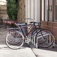Fahrradständer Radständer Mehrfachständer Aufstellständer Fahrrad Ständer wetterfest langlebig Boden- und Wandmontage Stahl bis 5 Fahrräder Silber 145 x 33 x 27 cm