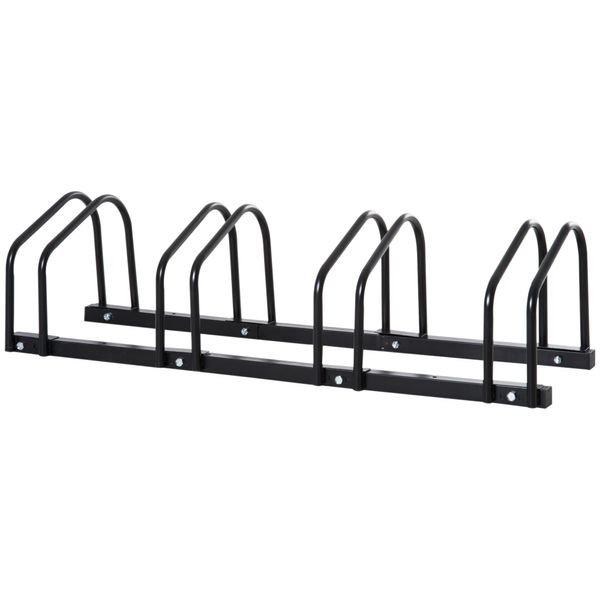 Fahrradständer Radständer Mehrfachständer Aufstellständer Fahrrad Ständer wetterfest langlebig Boden- und Wandmontage Stahl bis 4 Fahrräder Schwarz 110 x 33 x 27 cm