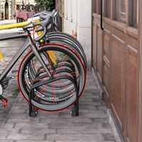 Fahrradständer Radständer Mehrfachständer Aufstellständer Fahrrad Ständer wetterfest langlebig Boden- und Wandmontage Stahl bis 4 Fahrräder Schwarz 110 x 33 x 27 cm