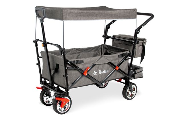 Pinolino Klappbollerwagen AddPlus mit Bremse, grau meliert