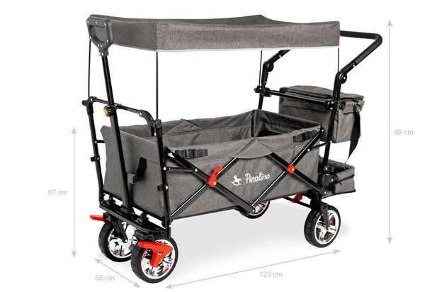 Pinolino Klappbollerwagen AddPlus mit Bremse, grau meliert
