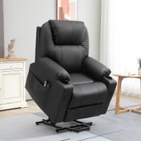 Elektrischer Aufstehsessel, Massagesessel mit Liegefunktion, Schwarz