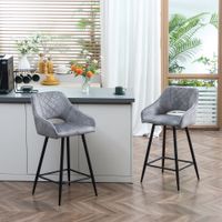 Barhocker 2er-Set Bistrohocker Barstühle Küchenstuhl mit Fußstütze Grau