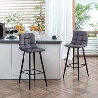 2er-Set Barhocker mit Fußstütze Barstühle Bezug aus Samt für Wohnzimmer