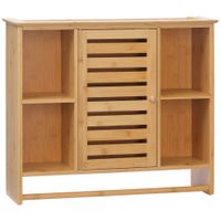 Badezimmerschrank, Wandschrank, Badschrank mit Handtuchalter, Bambus