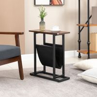 Beistelltisch mit Stofftasche, Sofatisch, Couchtisch, Dunkelbraun