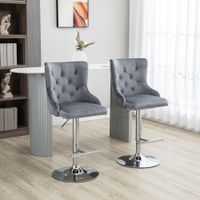 2er Set Barhocker Barstühle Drehstühle höhenverstellbar modern Hellgrau