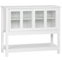 Küchenschrank Sideboard Unterschrank mit Glastüren Vitrinenschrank Weiß