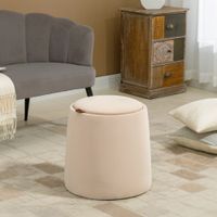 2-in-1 Ottomane Sitzhocker inklusive Stauraum, abnehmbaren Deckel Beige