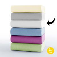 Mikrofaser-Interlock-Spannbetttuch, ca. 90 - 100 x 200 cm - Offwhite, 2er Set