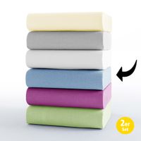 Mikrofaser-Interlock-Spannbetttuch, ca. 90 - 100 x 200 cm - Aqua, 2er Set