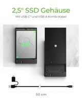 IB-200T-C3, Gehäuse für 1x SSD/HDD mit USB 3.2 Gen 1 Type-A/Type-CKombi-Kabel