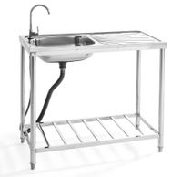 Mobiler Waschtisch Campingküche aus Edelstahl, ca. 100,50 x 50,50 x 88 cm