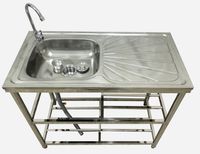 Mobiler Waschtisch Campingküche aus Edelstahl, ca. 100,50 x 50,50 x 88 cm