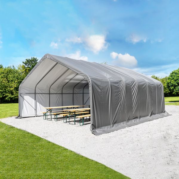 Weidezelt-Überdachung, ca. 670 x 610 x 370 cm - Grau