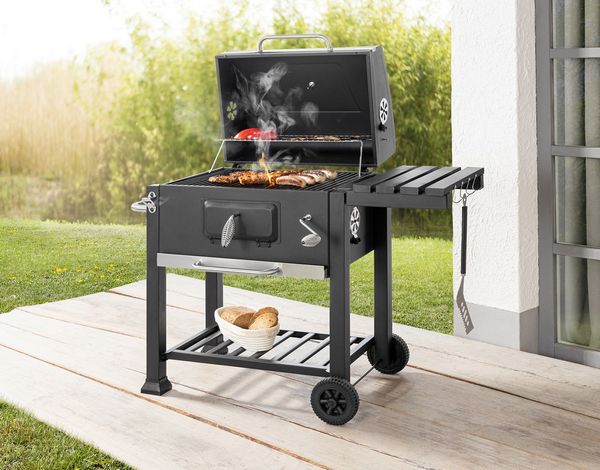 Grillwagen Dallas, ca. 113 x 61,5/67 x 106 cm - Schwarz