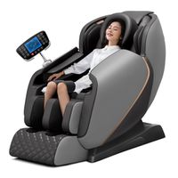 Elektrischer Massagesessel mit Kopfstütze, Armabdeckung & Airbag, Schwarz / Grau