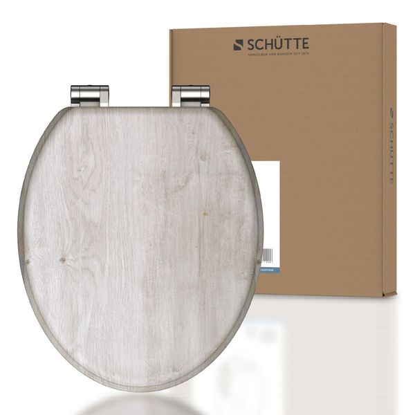 MDF WC Sitz LIGHT WOOD, Toilettendeckel mit Absenkautomatik und Holzkern, Toilettensitz mit Motivdruck