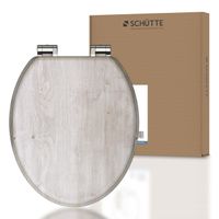MDF WC Sitz LIGHT WOOD, Toilettendeckel mit Absenkautomatik und Holzkern, Toilettensitz mit Motivdruck