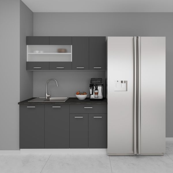 4-tlg Singleküche Einbauküche Küchenzeile Küchenblock Komplettküche 140 cm Esilo