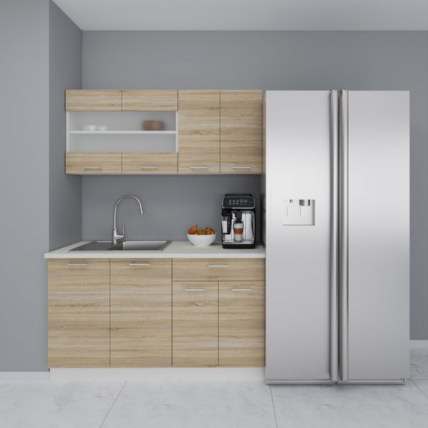 4-tlg Singleküche Einbauküche Küchenzeile Küchenblock Komplettküche 140 cm Esilo