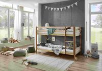 Etagenbett Lupo mit 2 Liegeflächen 90 x 200 cm, inkl. 2 Rolllattenroste und 2 Matratzen Allergena Med., Ausf. Buche massiv geölt