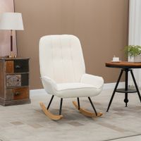 Schaukelstuhl Schwingsessel mit Sherpa-Vlies Belastbarkeit 150 kg Creme