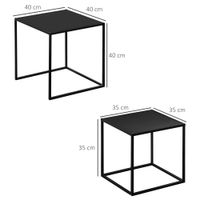 2er-Set Couchtisch Beistelltisch für Wohnzimmer aus Stahlgestell Schwarz