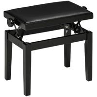 Klavierhocker Höhenverstellbare Klavierbank mit Lederkissen Pianobank Kunstleder Gummiholz Schwarz 63 x 33 x 45-56 cm